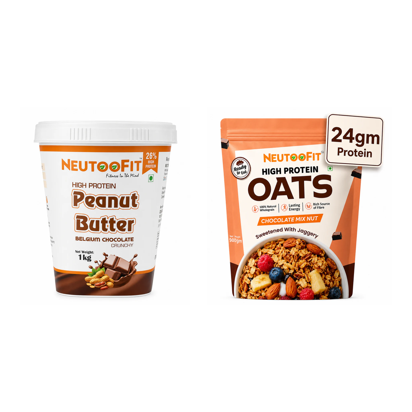 NEUTOOFIT Combo: Belgium Chocolate Crunchy + Chocolate Mix Nut Oats