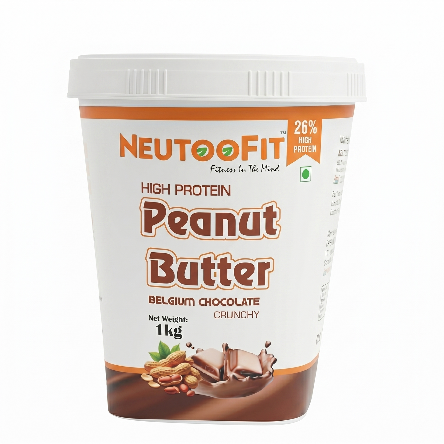 Neutoofit High Protein Peanut Butter – Belgium Chocolate Crunchy (1kg)
