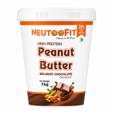 NEUTOOFIT Belgium Chocolate Crunchy high protein peanut butter 1kg on white background