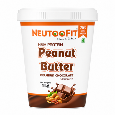 NEUTOOFIT Belgium Chocolate Crunchy High Protein Peanut Butter 1kg | 26% Protein