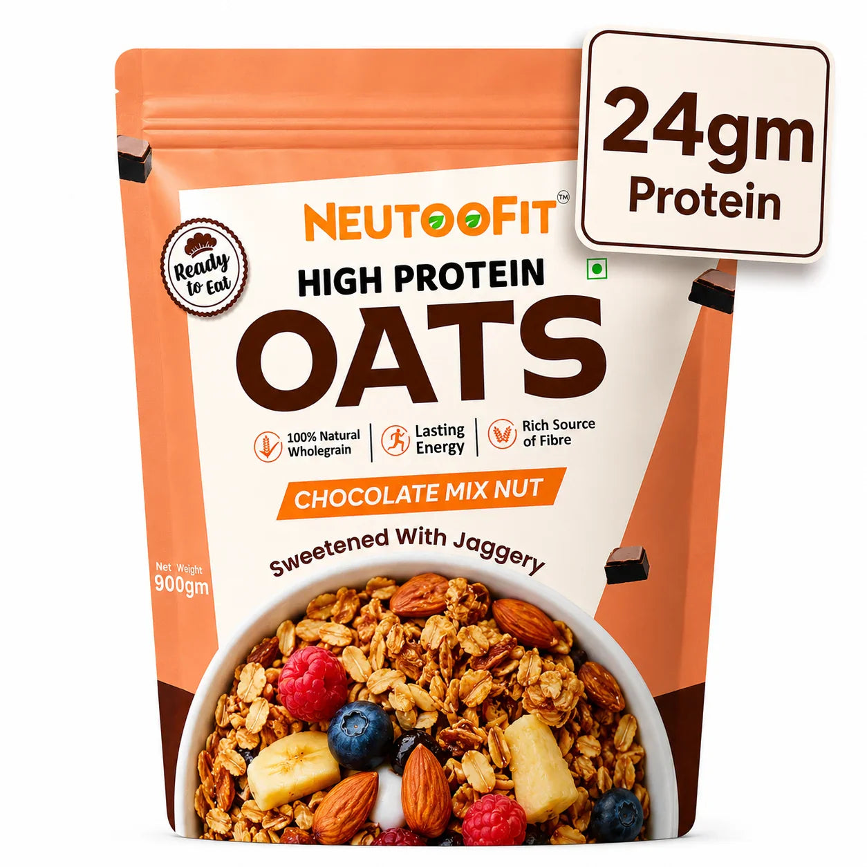 NEUTOOFIT Chocolate Mix Nut high protein oats 900g pack