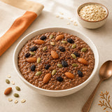 Prepared bowl of NEUTOOFIT Chocolate Mix Nut high protein oats