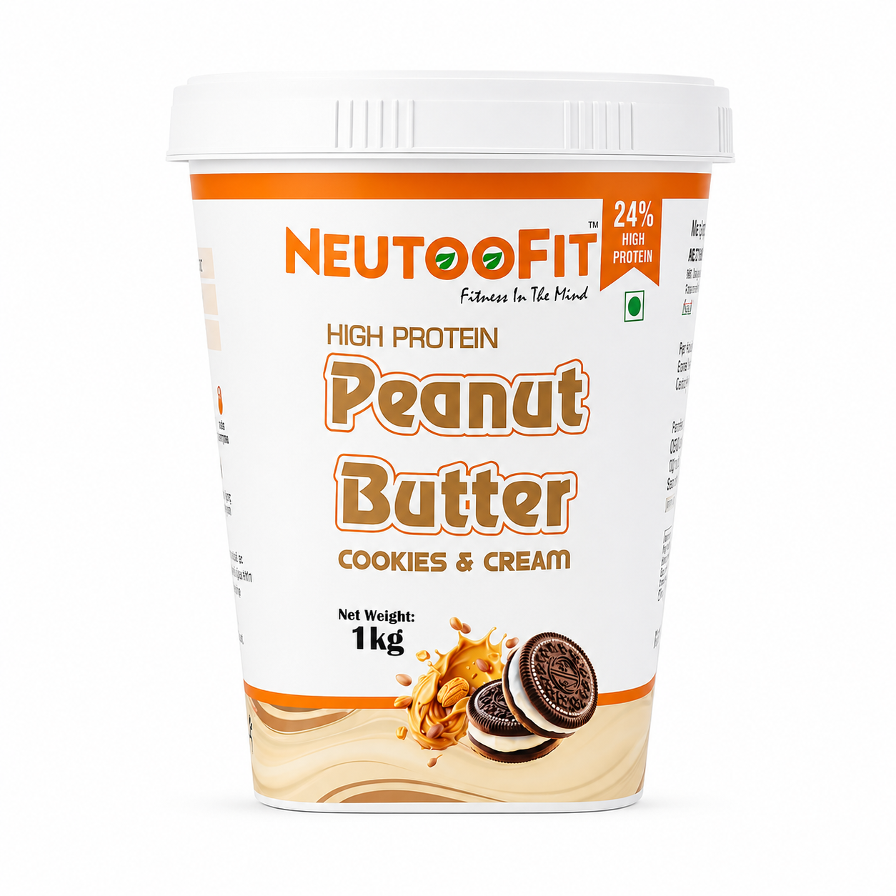 NEUTOOFIT Cookies and Cream high protein peanut butter 1kg jar front image